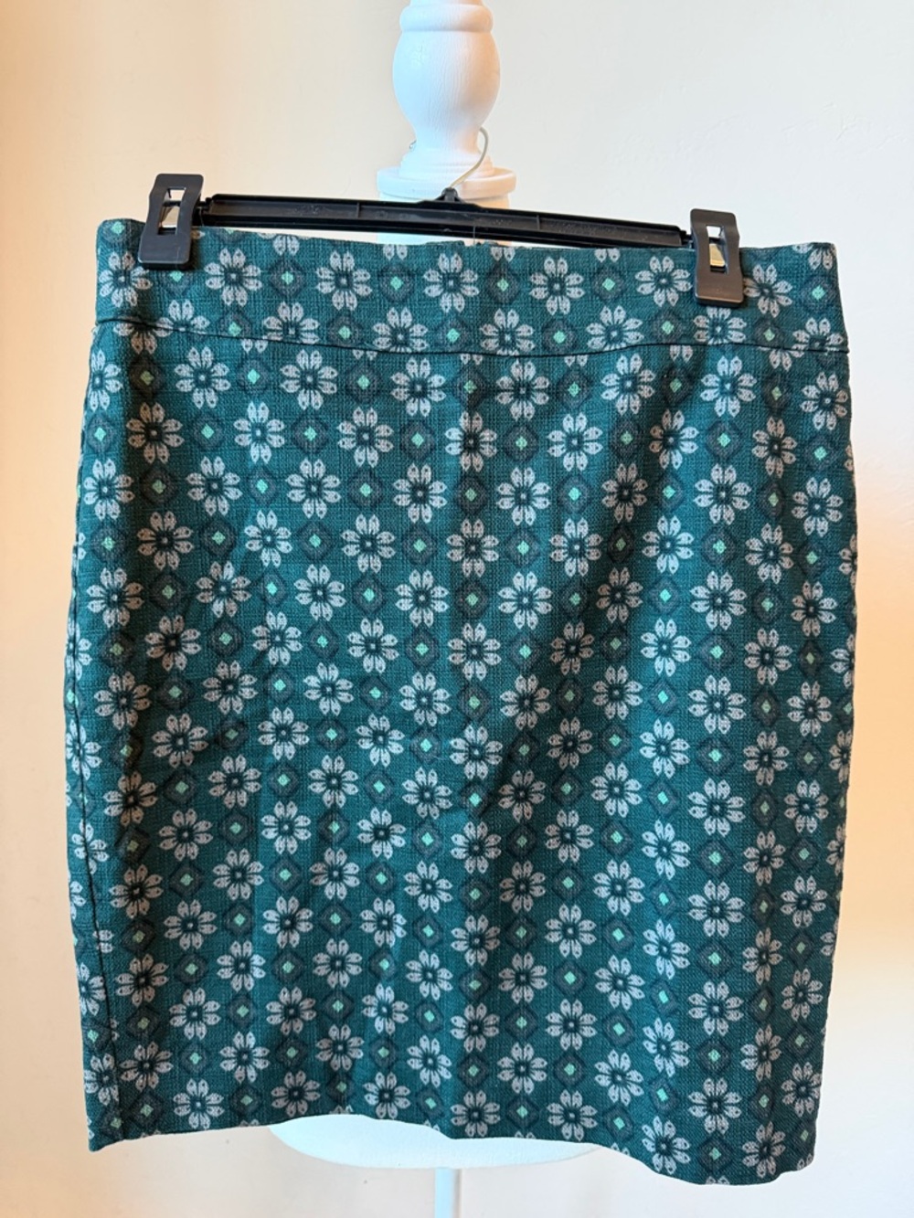 LOFT Teal Floral Print Pencil Skirt